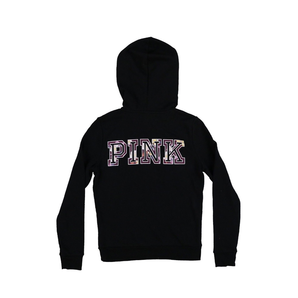 Victoria's Secret PINK Sweatshirt Pullover Hoodie Black, size M Medium, Logo EUC